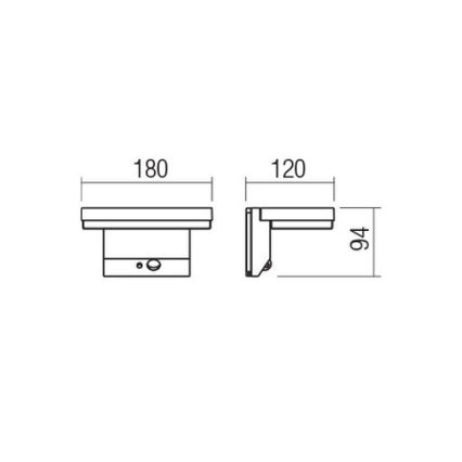 Redo 90535 - Светодиодный настенный светильник на солнечной батарее с датчиком TAIYO LED/2W/3,7V 3000K IP54 антрацит
