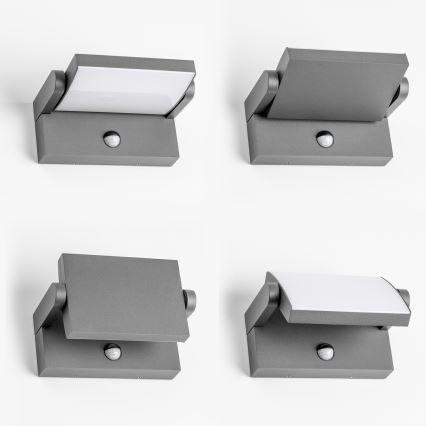 Redo 90587 - Наружный настенный светильник FLIP с датчиком, LED/20W/230V 3000K CRI 90 IP54 антрацит