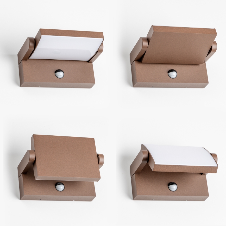 Redo 90588 - Светодиодный уличный настенный светильник с датчиком FLIP LED/20W/230V 3000K CRI 90 IP54 коричневый