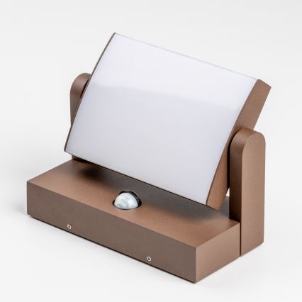 Redo 90588 - зовнішній настінний світильник з датчиком FLIP LED/20W/230V 3000K CRI 90 IP54 коричневий