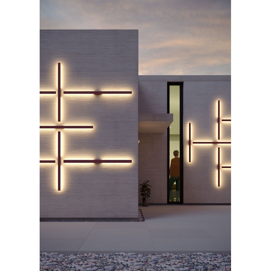 Redo 90624 - Уличный светодиодный настенный светильник REFLEXA LED/24W/230V 3000K 144 см IP54 коричневый