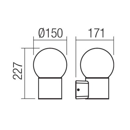 Redo 90640 - Уличный настенный светильник BULK 1xE27/28W/230V IP44 антрацит