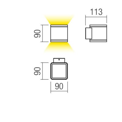 Redo 9065 - LED наружный настенный светильник BETA 2xLED/6W/230V 3000K IP54 антрацит