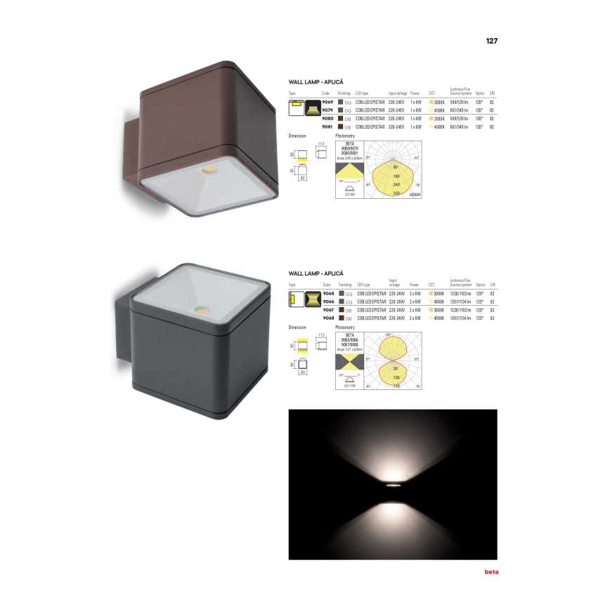 Redo 9065 - Светодиодный уличный настенный светильник BETA 2xLED/6W/230V IP54