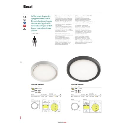 Redo 9184 - Уличный потолочный светильник BEZEL LED/30W/230V Ø 34 см IP54 антрацит