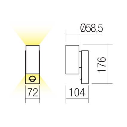 Redo 9453 - LED уличный настенный светильник с датчиком VINCE, 2xLED/3W/230V, IP54, антрацит