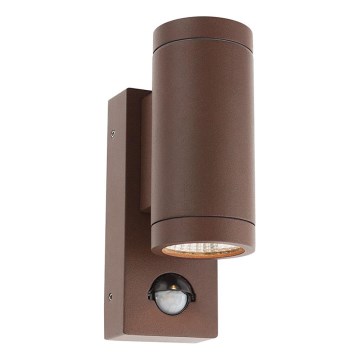 Redo 9455 - LED Вуличний настінний світильник з датчиком VINCE 2xLED/3W/230V IP54 коричневий