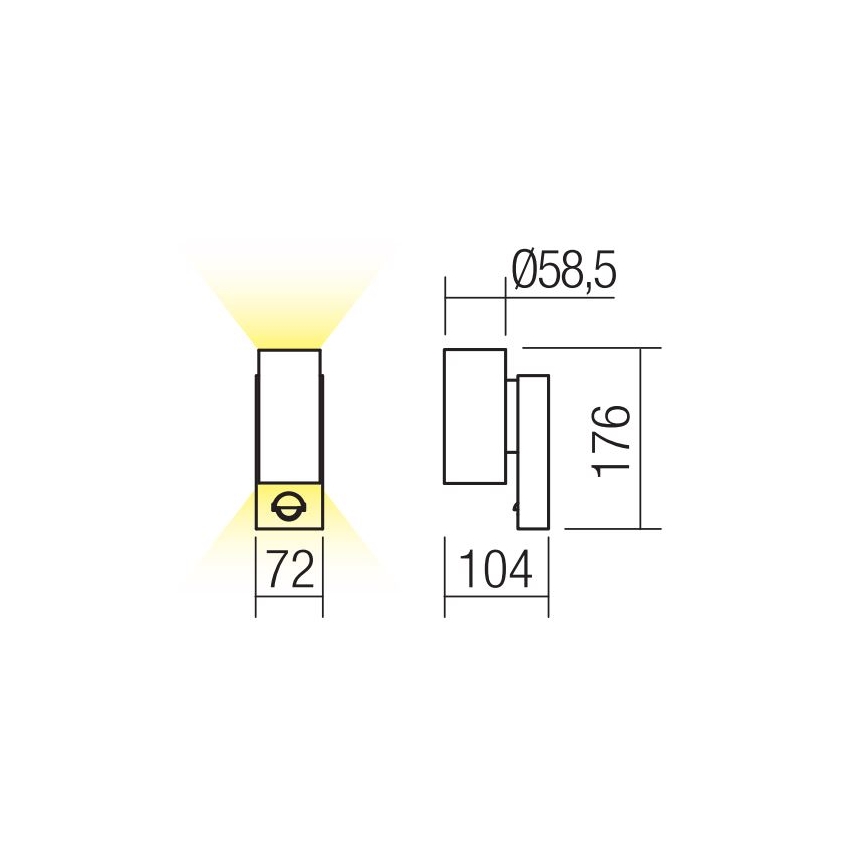 Redo 9455 - LED Вуличний настінний світильник з датчиком VINCE 2xLED/3W/230V IP54 коричневий