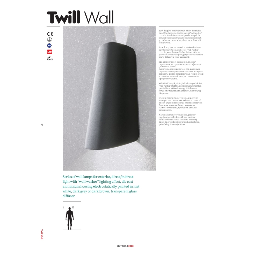 Redo 9536 - LED зовнішній настінний світильник TWILL LED/11W/230V IP65