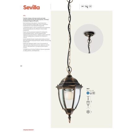 Redo 9609 - Уличная лампа SEVILLA 2xE27/42W/230V IP44 золотистый/патина