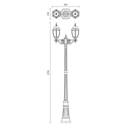 Redo 9609 - Вулична лампа SEVILLA 2xE27/42W/230V IP44 золотий/патина