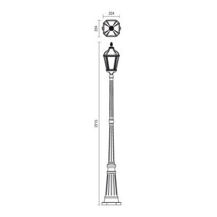 Redo 9662 - Уличный светильник ESSEN 1xE27/70W/230V 221,5 cm IP44 коричневый/патина