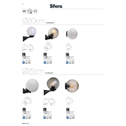 Redo 9760 - Запасной абажур для уличного светильника SFERA, диаметр 20 см, IP44, коричневый