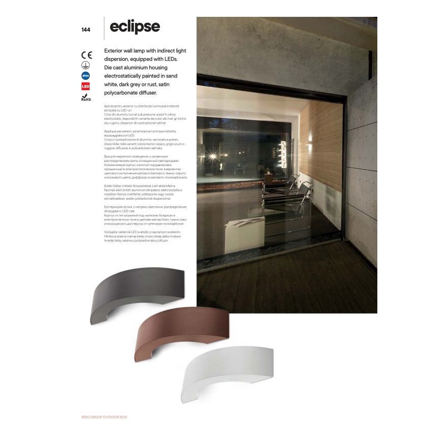 Redo 9903 - Светодиодный уличный настенный светильник ECLIPSE 3xLED/3W/230V IP54