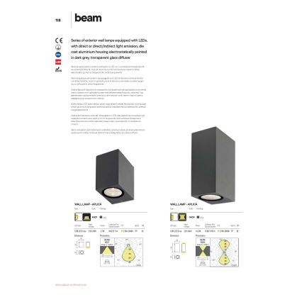 Redo 9907 - Вуличний світлодіодний настінний світильник BEAM LED/5W/230V IP54