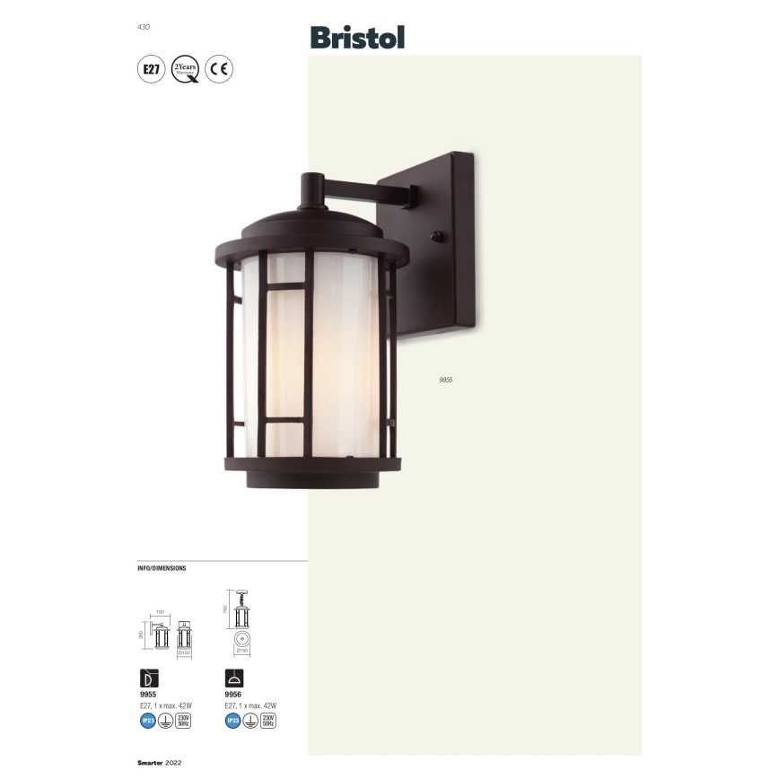 Redo 9956 - Вулична люстра на ланцюгу BRISTOL 1xE327/42W230V IP23