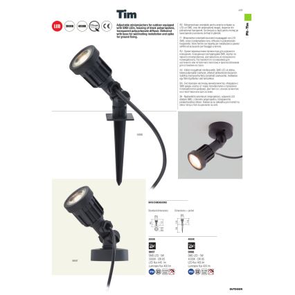 Redo 9998 - Вулична світлодіодна лампа TIM LED/5W/230V 4000K IP65