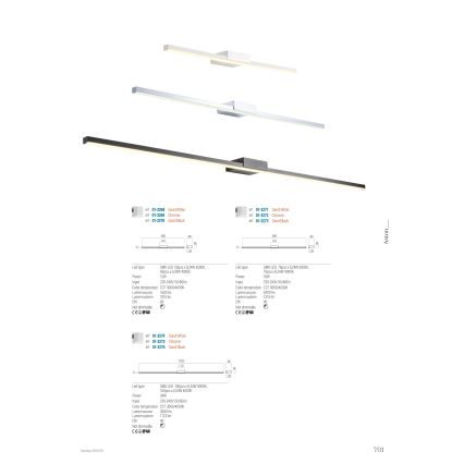 Redo01-3270 - Светодиодная подсветка для зеркала в ванной комнате ASTON LED/12W/230V 60 см CRI 90 IP44 черный