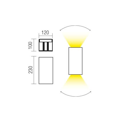 Redo 90553 - Вуличний світлодіодний настінний світильник VARY 2xLED/10W/230V 3000K IP54 антрацит