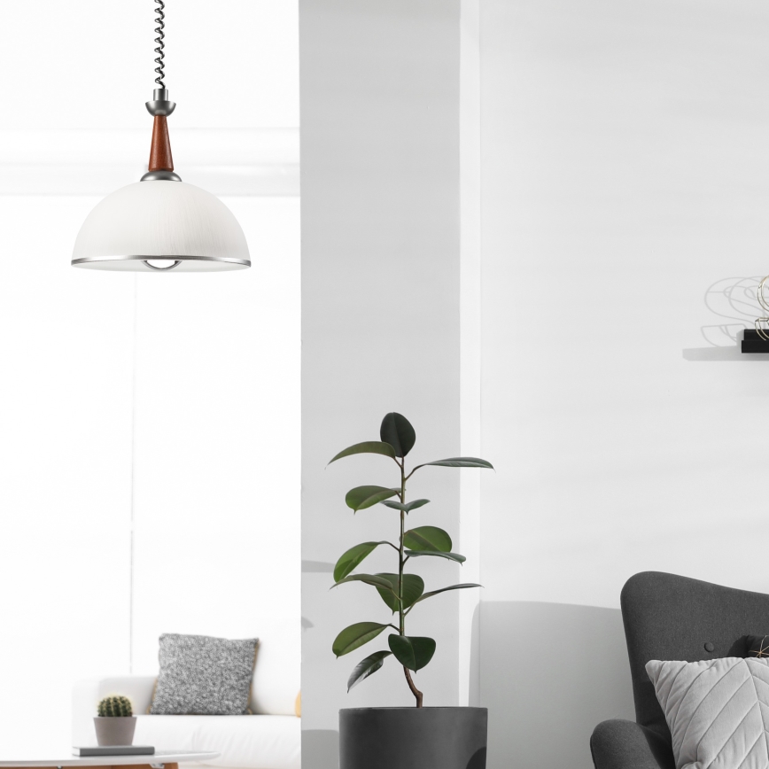 Регулируемая люстра CHIARA 1xE27/60W/230V серебристый/коричневый/бук