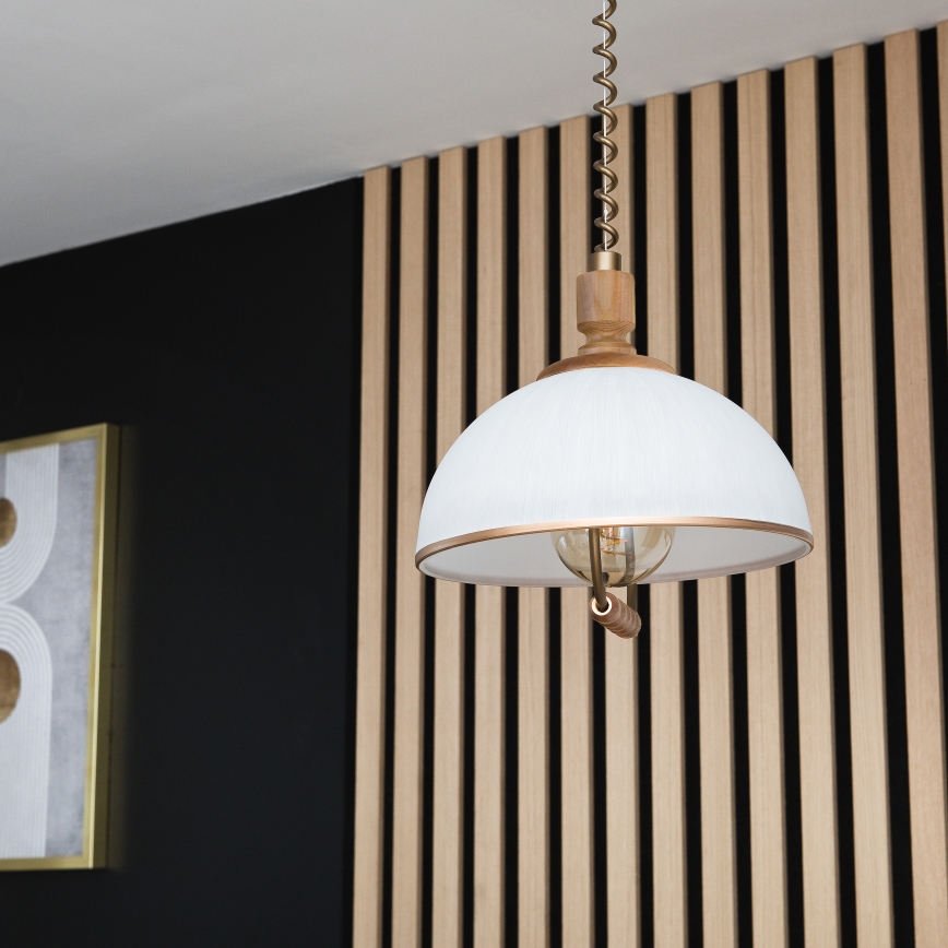 Регулируемая подвесная люстра RAMONA 1xE27/60W/230V коричневый/белый/дуб