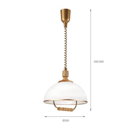 Регулируемая подвесная люстра RAMONA 1xE27/60W/230V коричневый/белый/дуб