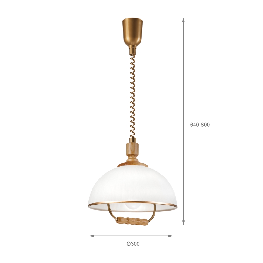 Регулируемая подвесная люстра RAMONA 1xE27/60W/230V коричневый/белый/дуб