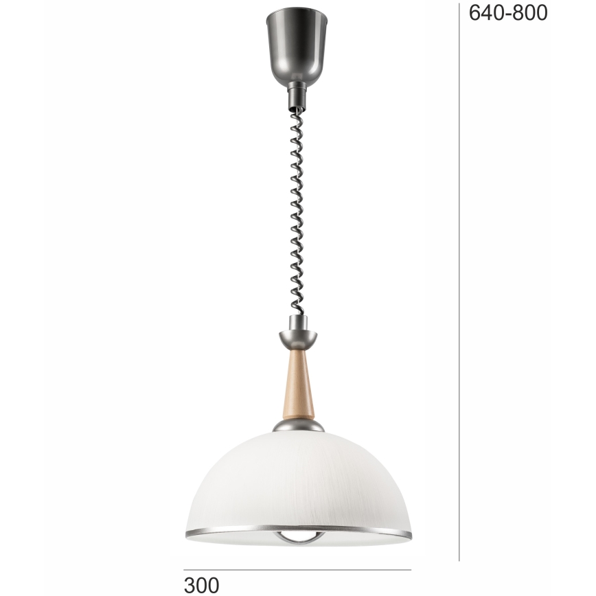 Регульована люстра CHIARA 1xE27/60W/230V срібний/бежевий/бук