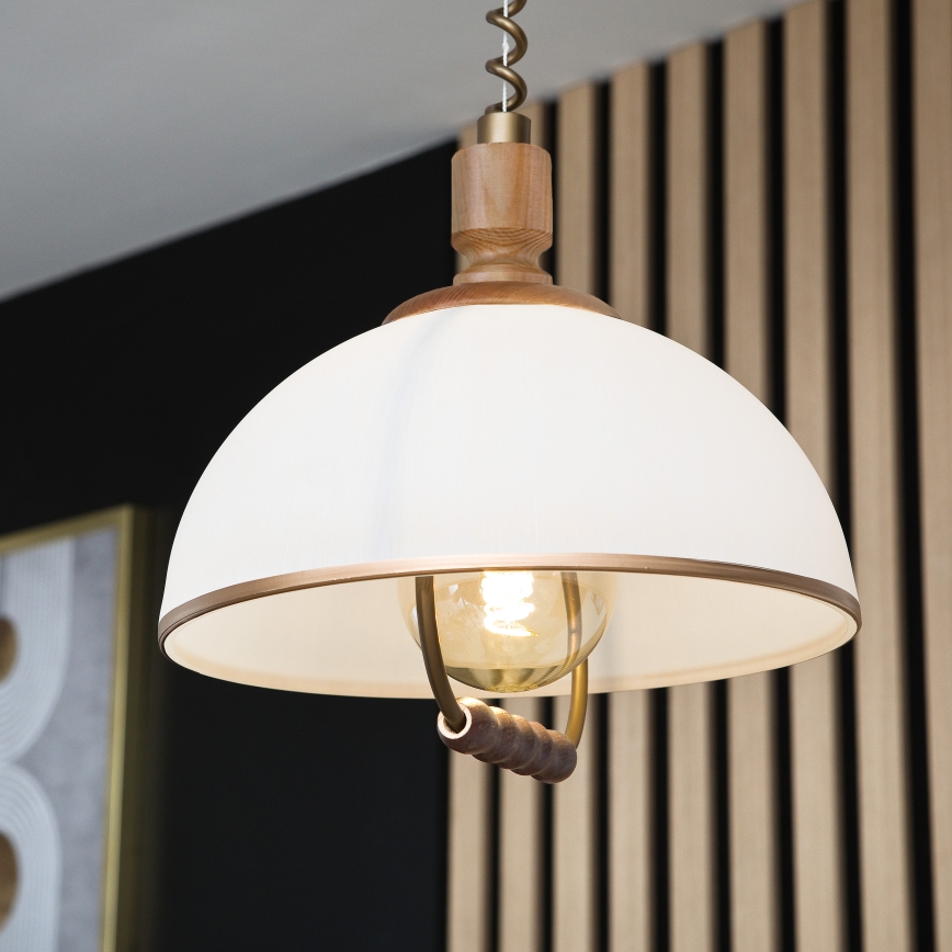 Регульована підвісна люстра RAMONA 1xE27/60W/230V коричневий/білий/дуб