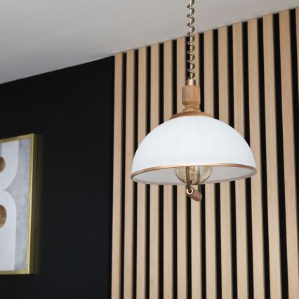 Регульована підвісна люстра RAMONA 1xE27/60W/230V коричневий/білий/дуб