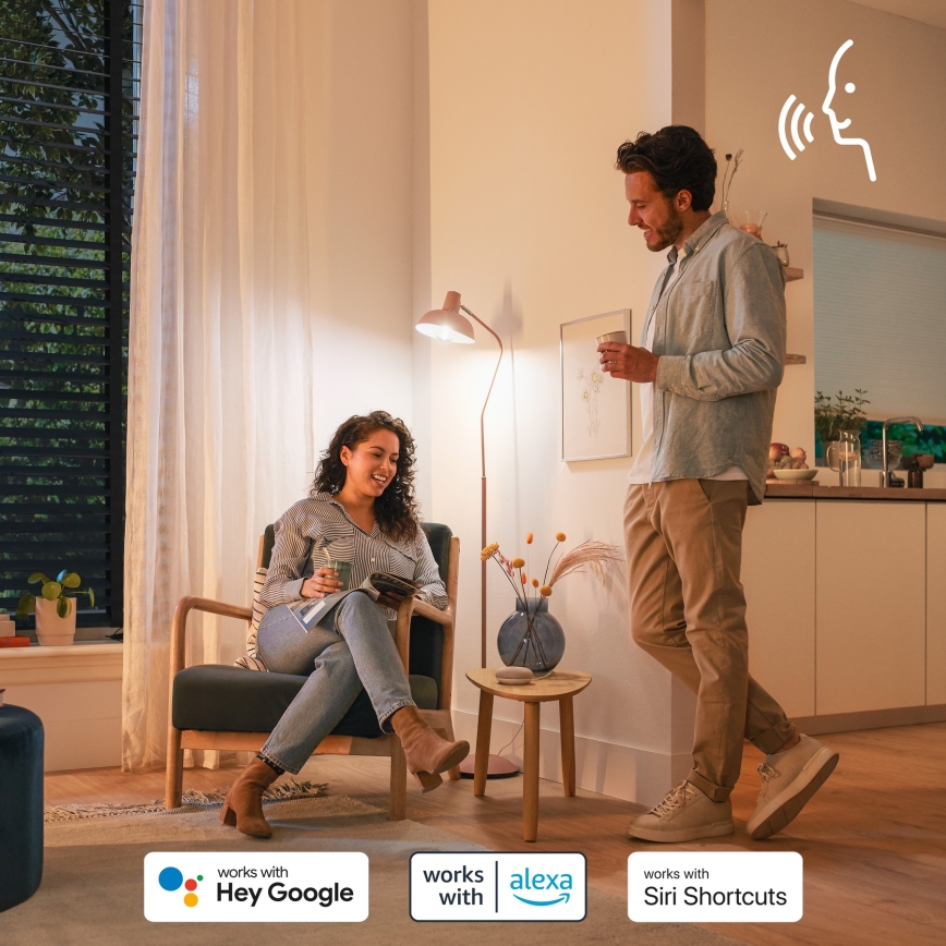 Світлодіодна RGB лампа з регулюванням яскравості Philips SMART P45 E14/4,9W/230V 2200-6500K CRI 90