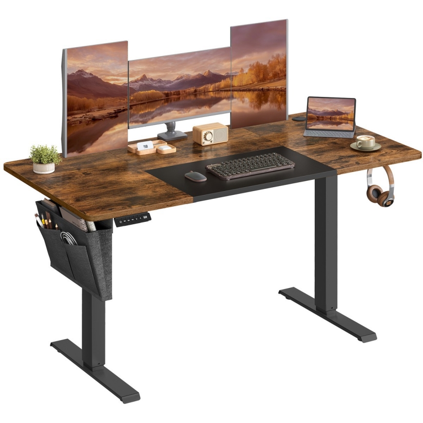 Регульований за висотою письмовий стіл SOLEA-X коричневий/чорний