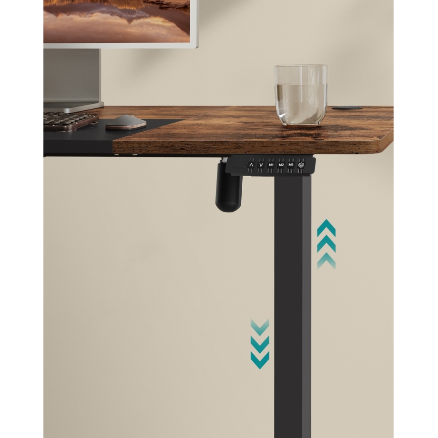 Регульований за висотою письмовий стіл SOLEA-X коричневий/чорний