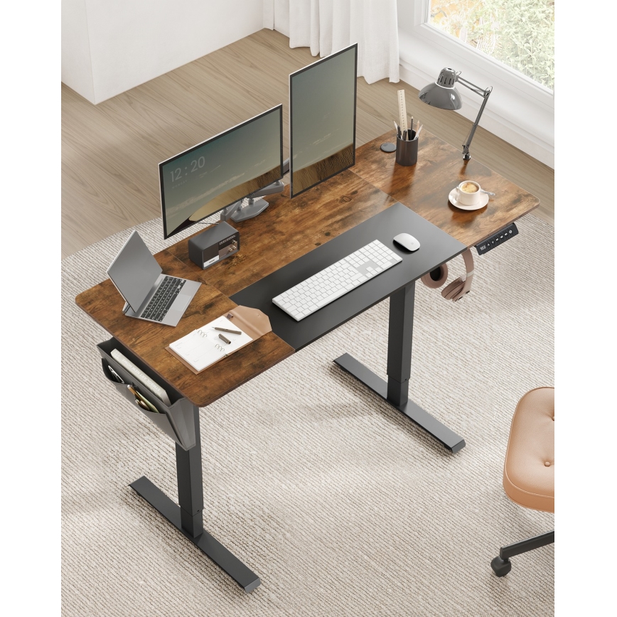 Регульований по висоті письмовий стіл SOLEA-X, коричневий/чорний