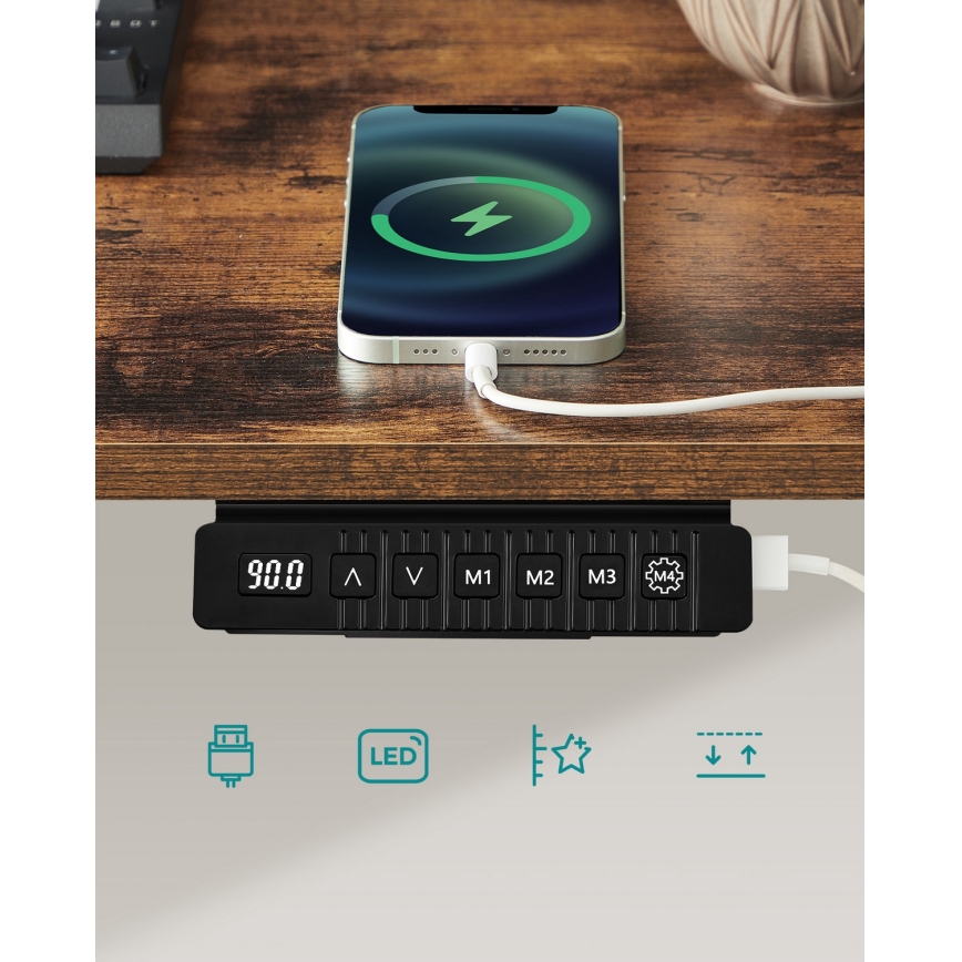 Регульований по висоті письмовий стіл SOLEA-X, коричневий/чорний