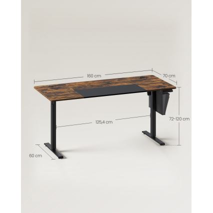 Регульований по висоті письмовий стіл SOLEA-X, коричневий/чорний