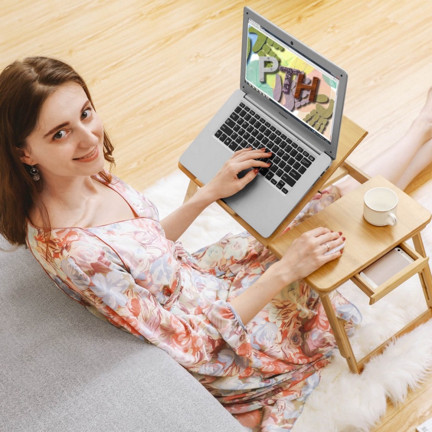 Регульований комп'ютерний столик для ліжка LAT коричневий