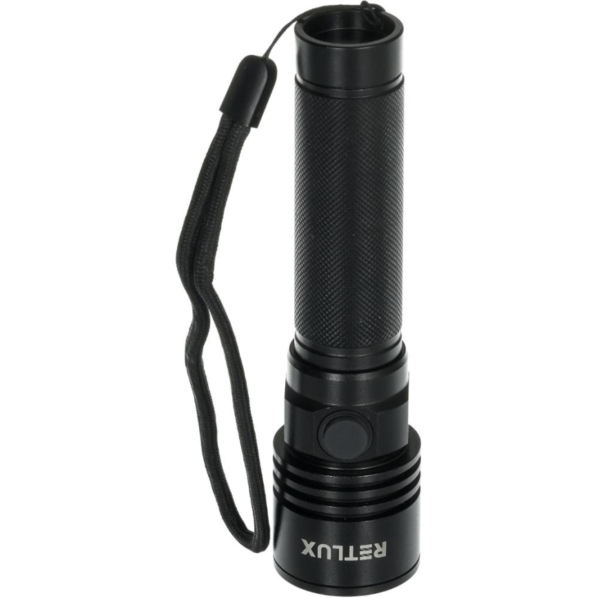 LED перезаряджуваний алюмінієвий ліхтар LED/3W/2000 mAh IPX4 чорний