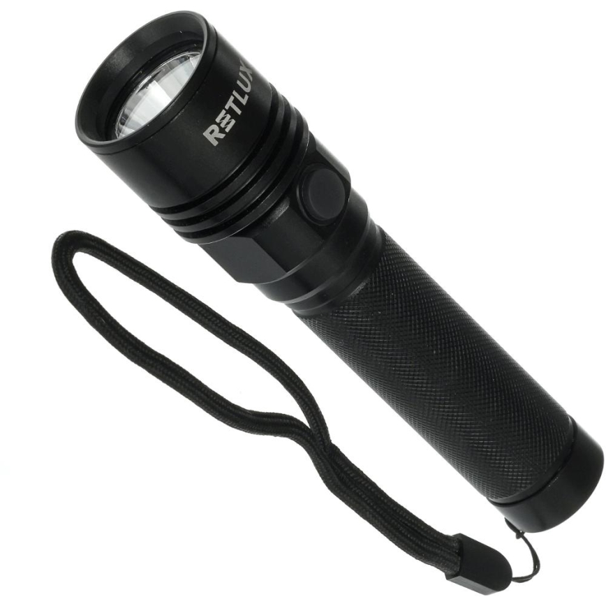 LED перезаряджуваний алюмінієвий ліхтар LED/3W/2000 mAh IPX4 чорний