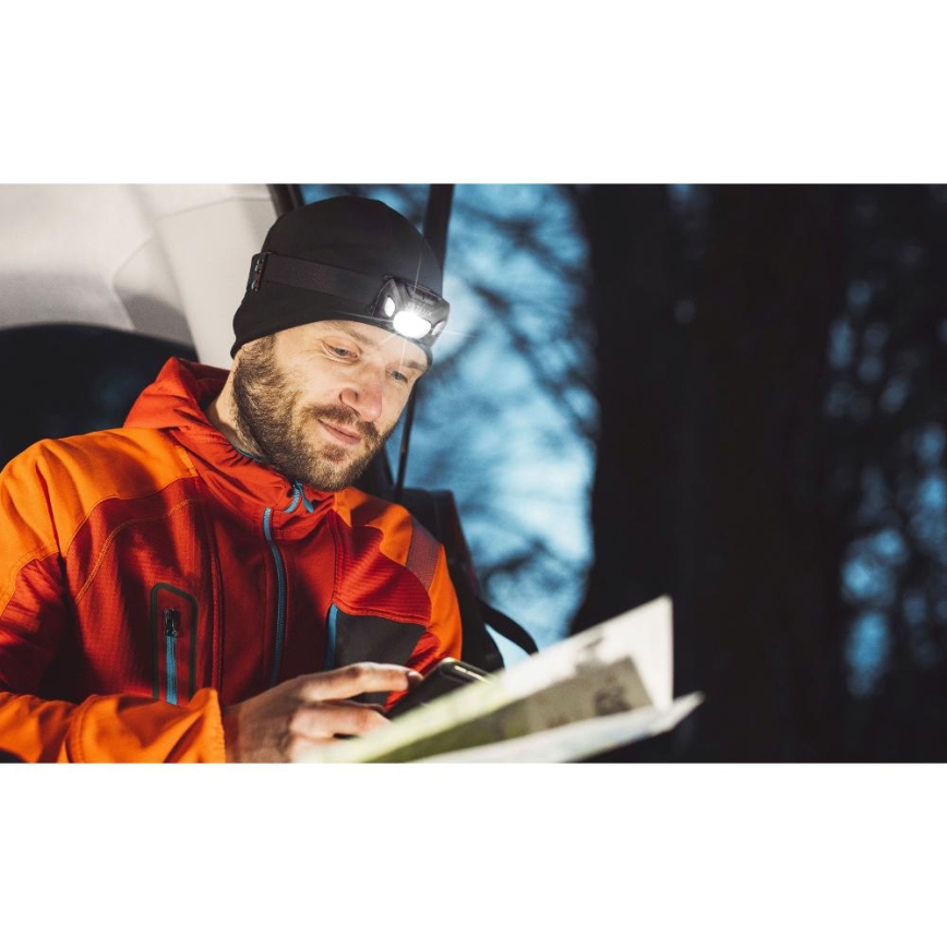 Світлодіодний перезаряджуваний налобний ліхтар LED/3W/1200 mAh IP44 чорний