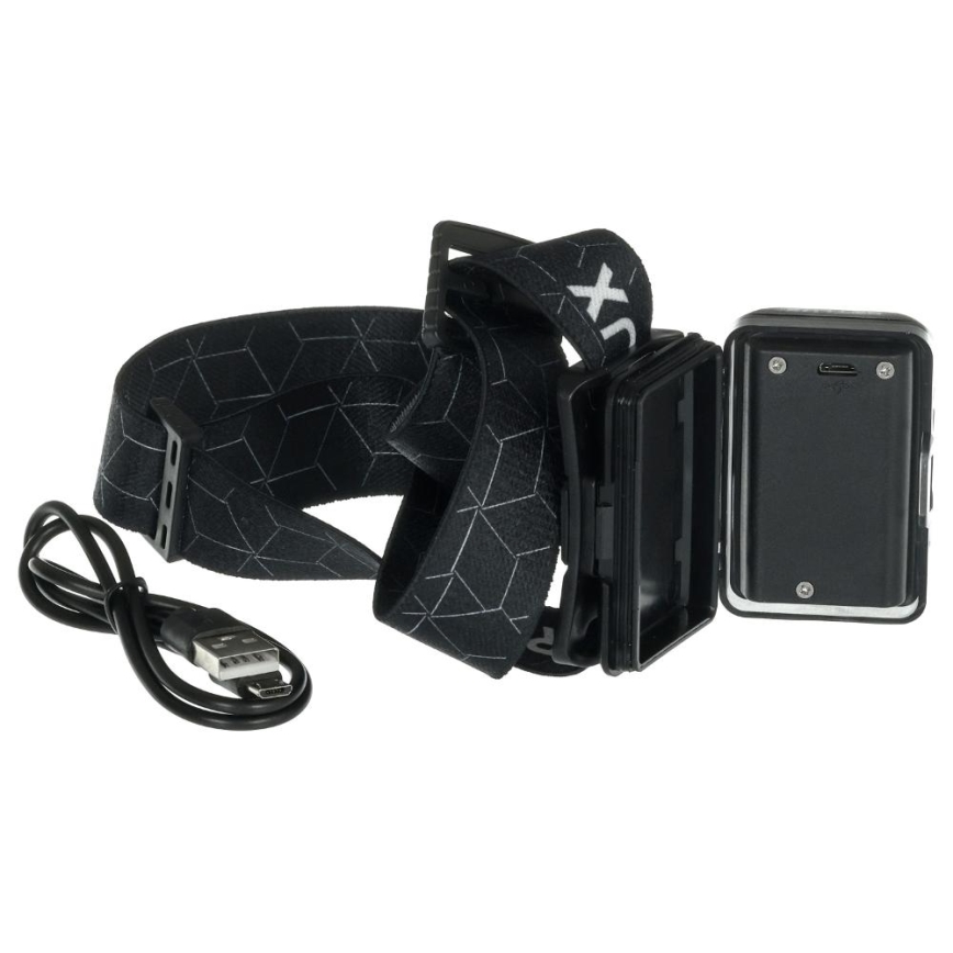 LED акумуляторний налобний ліхтар LED/3W/1200 mAh IP67 чорний