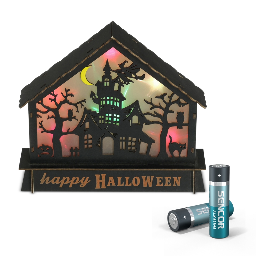 Світлодіодна декорація HALLOWEEN LED/2xAA/багатокольорова страшний будинок