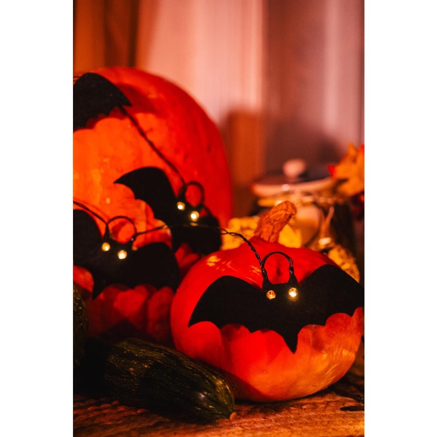 LED Декоративна гірлянда HALLOWEEN 10xLED/2xAA/теплий білий 1,3м кажани