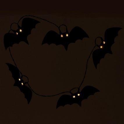 LED Декоративна гірлянда HALLOWEEN 10xLED/2xAA/теплий білий 1,3м кажани