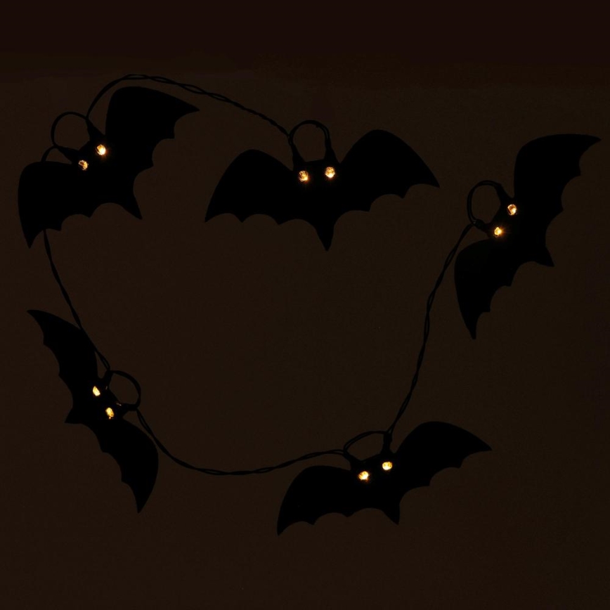 LED Декоративна гірлянда HALLOWEEN 10xLED/2xAA/теплий білий 1,3м кажани