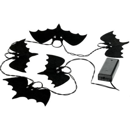 LED Декоративна гірлянда HALLOWEEN 10xLED/2xAA/теплий білий 1,3м кажани
