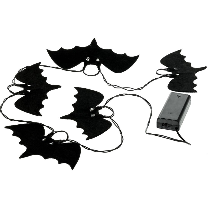 LED Декоративна гірлянда HALLOWEEN 10xLED/2xAA/теплий білий 1,3м кажани