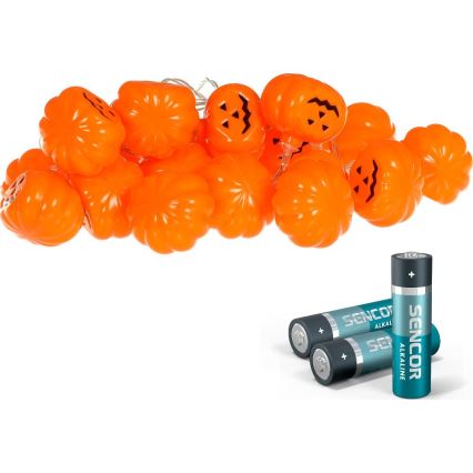 LED Декоративна гірлянда HALLOWEEN 20xLED/3xAA/теплий білий 3,3м гарбуз