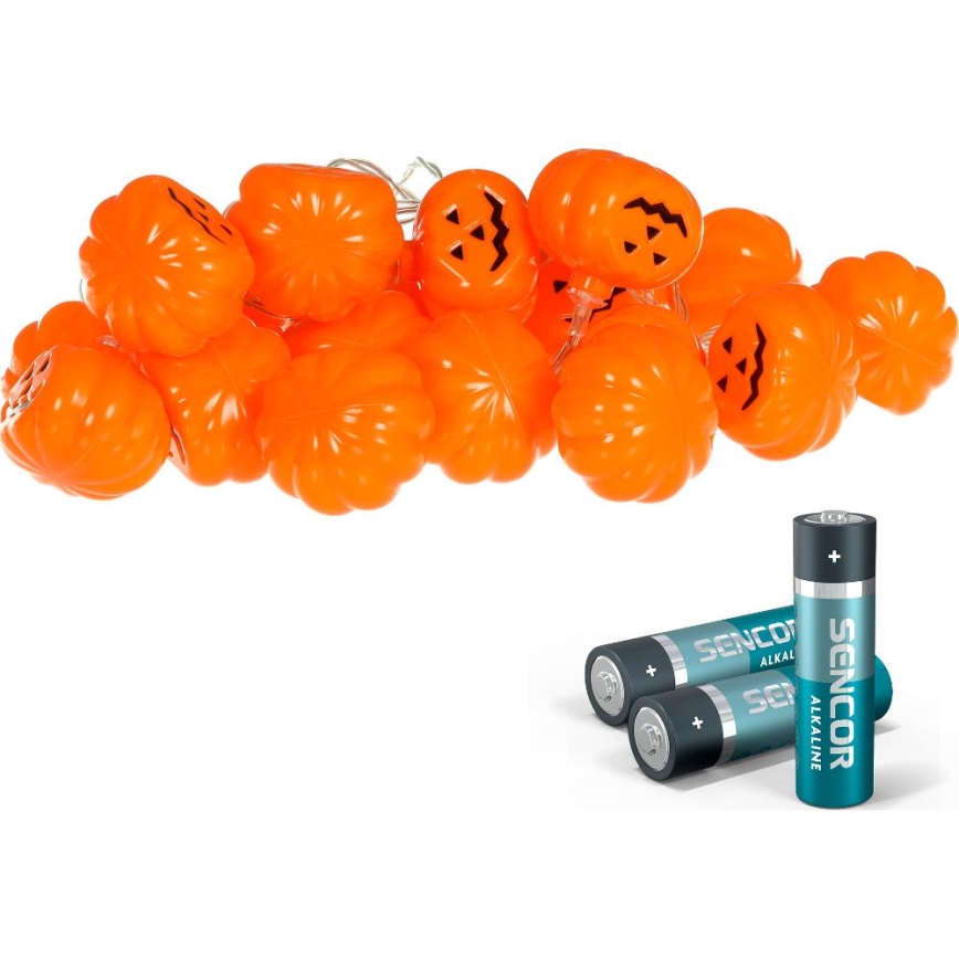 LED Декоративна гірлянда HALLOWEEN 20xLED/3xAA/теплий білий 3,3м гарбуз