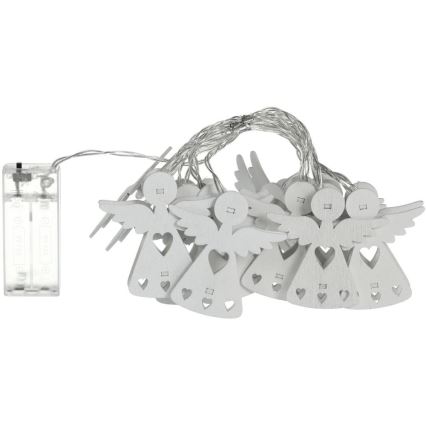 LED  гирлянда 10xLED/2xAA/тёплый белый 2m ангелы